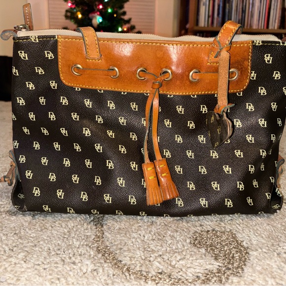 Dooney & Bourke Handbags - Dooney & Bourke Black and Brown Monogram Shoulder Bag